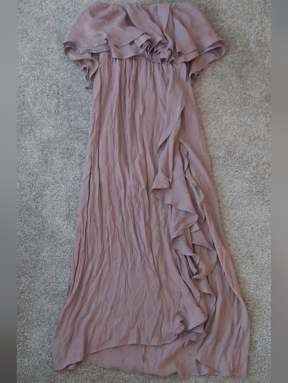 FAVLUX Off-Shoulder Ruffle Maxi Dress in Mauve